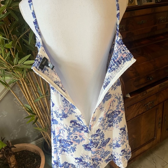 Aqua lady sundress, long hidden zipper large wrinkle free ties at shoulders - Picture 13 of 15